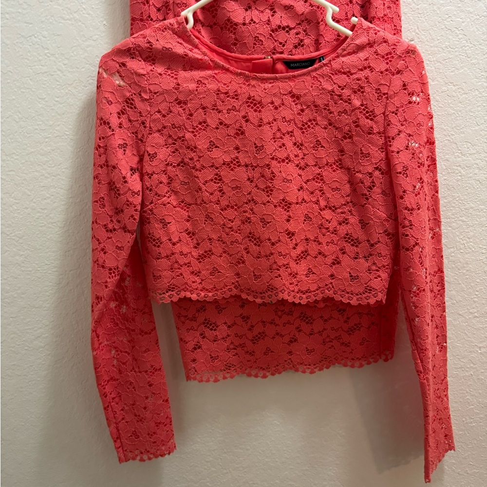 Marciano Coral Lace Long Sleeve Blouse